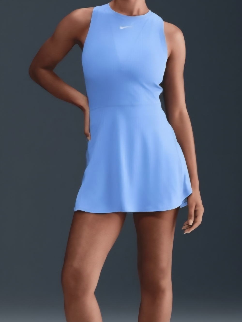 The Nike Court Slam US OPEN Dri-FIT Tennis Dress in blue, size XLarge,